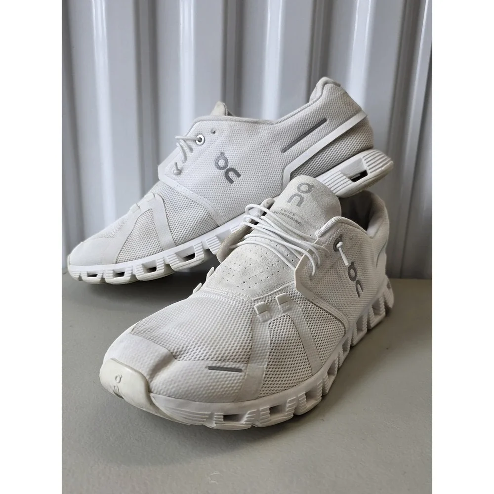On Cloud Running Shoes Mens Size 12 White Mesh Low Top Sneakers